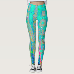 Groovy Abstract Retro Rainbow Atomic Waves Leggings