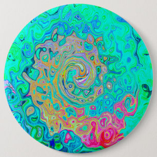 Groovy Abstract Retro Rainbow Liquid Swirl 6 Inch Round Button