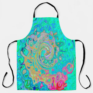 Groovy Abstract Retro Rainbow Liquid Swirl Apron