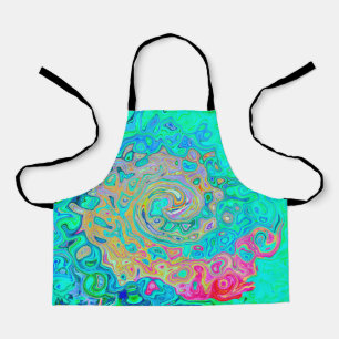 Groovy Abstract Retro Rainbow Liquid Swirl Apron