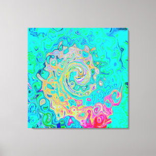 Groovy Abstract Retro Rainbow Liquid Swirl Canvas Print