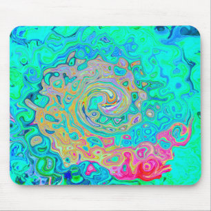 Groovy Abstract Retro Rainbow Liquid Swirl Mouse Pad