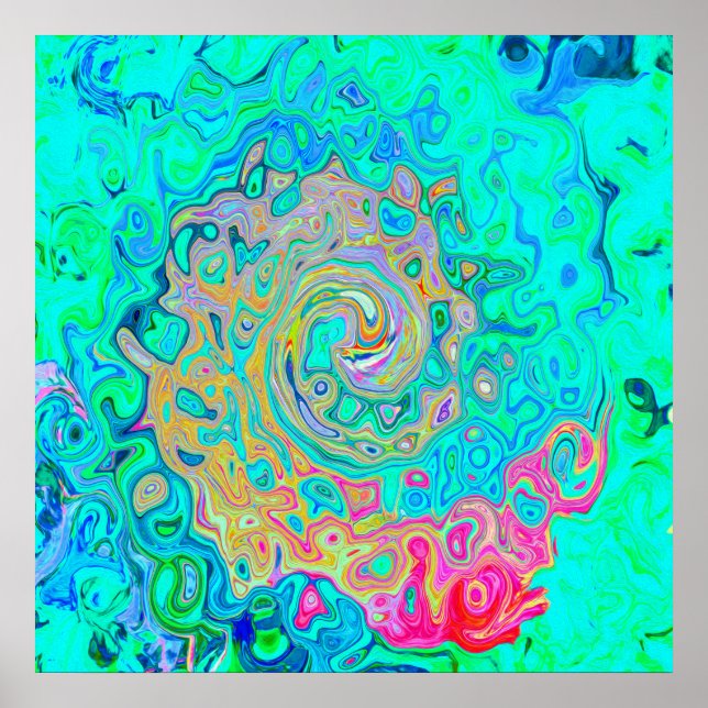 Groovy Abstract Retro Rainbow Liquid Swirl Poster (Front)
