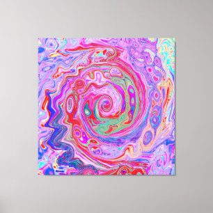 Groovy Abstract Retro Red, Purple and Pink Swirl Canvas Print