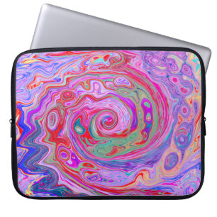 Groovy Abstract Retro Red, Purple and Pink Swirl Laptop Sleeve