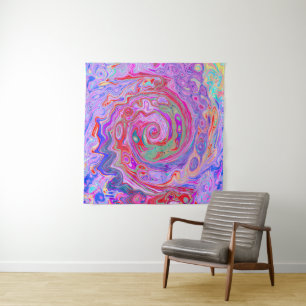 Groovy Abstract Retro Red, Purple and Pink Swirl Tapestry