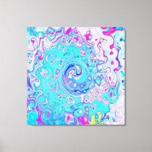 Groovy Abstract Retro Robin's Egg Blue Swirl Canvas Print