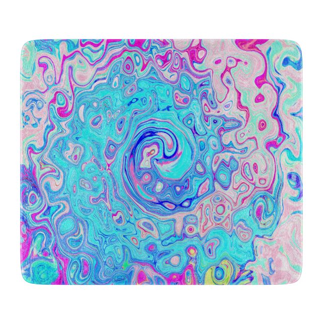 Groovy Abstract Retro Robin's Egg Blue Swirl Cutting Board (Front)