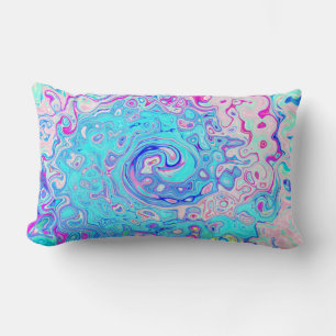 Groovy Abstract Retro Robin's Egg Blue Swirl Lumbar Pillow