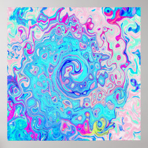 Groovy Abstract Retro Robin's Egg Blue Swirl Poster