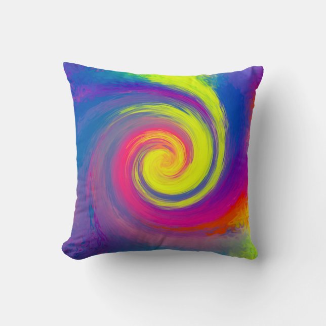 Groovy Abstract Spiral Swirl Throw Pillow (Front)