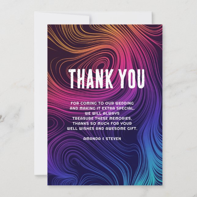 Groovy Abstract Swirls and Circles Cool Thank You Card (Front)