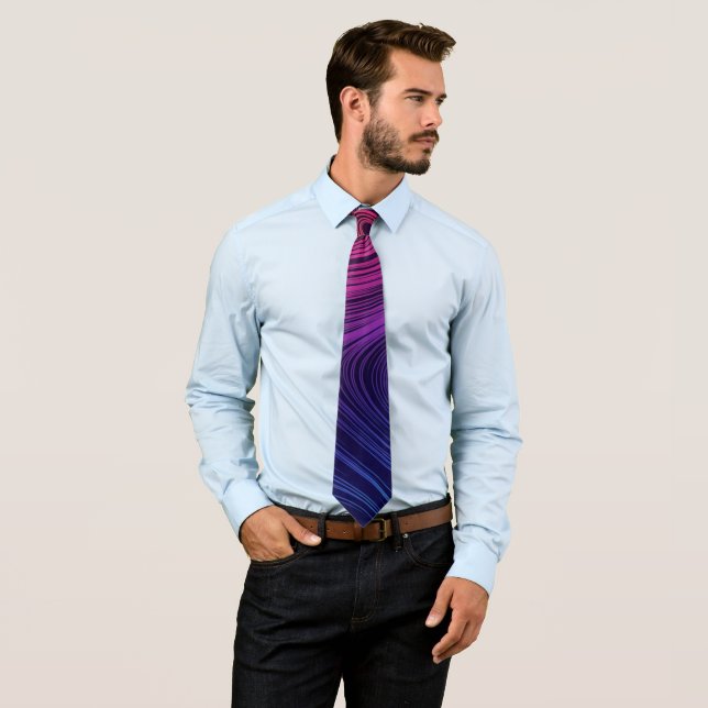 Groovy Abstract Swirls Rainbow Gradient Cool Tie (In Situ)