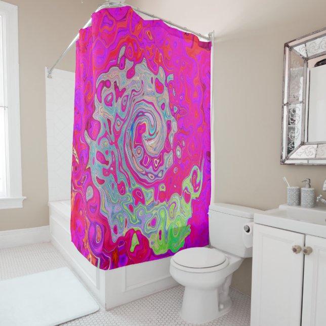 Groovy Abstract Teal Blue and Red Swirl (In Situ)