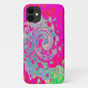 Groovy Abstract Teal Blue and Red Swirl iPhone 11 Case