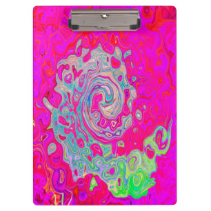 Groovy Abstract Teal Blue and Red Swirl Clipboard