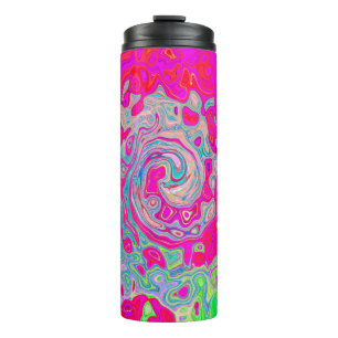 Groovy Abstract Teal Blue and Red Swirl Thermal Tumbler