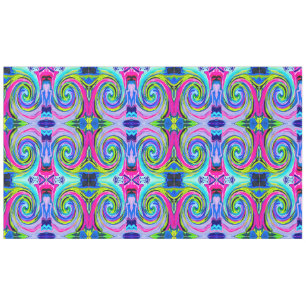 Groovy Abstract Yellow and Navy Blue Swirl Tablecloth