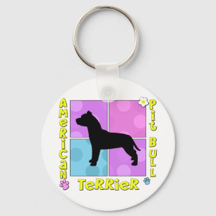 Groovy American Pit Bull Terrier Keychain