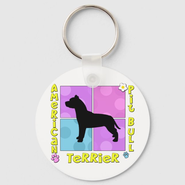 Groovy American Pit Bull Terrier Keychain (Front)