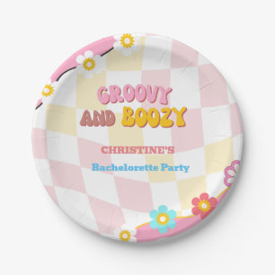 Groovy and Boozy Bachelorette Party Decor 70'S  Paper Plate