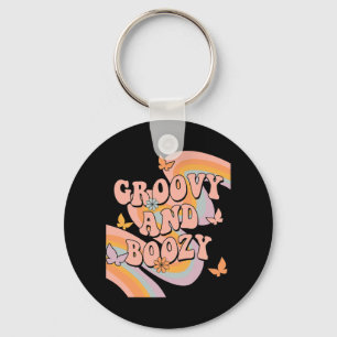 Groovy And Boozy Rainbow Groovy Bachelorette Party Keychain