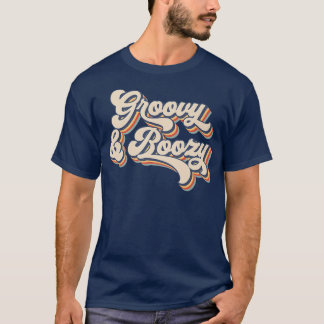 Groovy And Boozy Retro Wedding Bride Bachelorette  T-Shirt