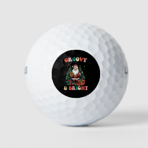 Groovy And Bright Christmas Santa Holiday Retro Golf Balls