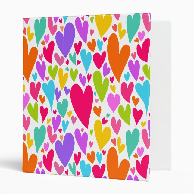 Groovy and Romantic Colourful Hearts Valentine Binder (Front/Inside)