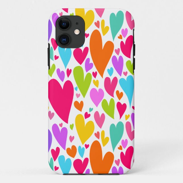 Groovy and Romantic Colourful Hearts Valentine Case-Mate iPhone Case (Back)