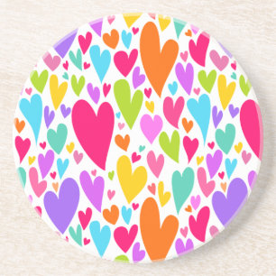 Groovy and Romantic Colourful Hearts Valentine Coaster