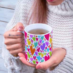 Groovy and Romantic Colourful Hearts Valentine Coffee Mug