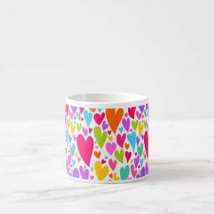 Groovy and Romantic Colourful Hearts Valentine Espresso Cup