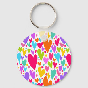 Groovy and Romantic Colourful Hearts Valentine Keychain