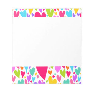 Groovy and Romantic Colourful Hearts Valentine Notepad