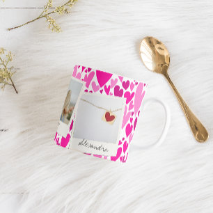 Groovy and Romantic Pink Hearts Valentine Photo  Coffee Mug