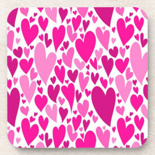 Groovy and Romantic Pink Hearts Valentine's Day Coaster