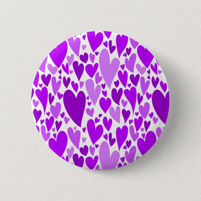 Groovy and Romantic Purple Hearts Valentine's Day 2 Inch Round Button (Front)