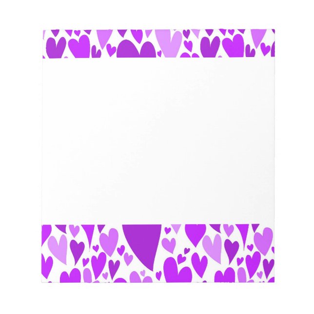 Groovy and Romantic Purple Hearts Valentine's Day Notepad (Front)