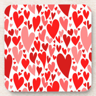 Groovy and Romantic Red Hearts Valentine's Day Coaster