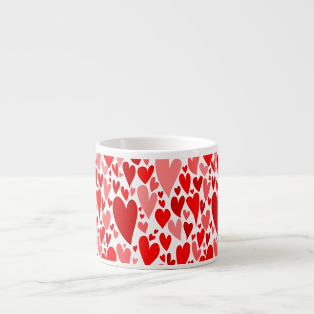 Groovy and Romantic Red Hearts Valentine's Day Espresso Cup (Front)