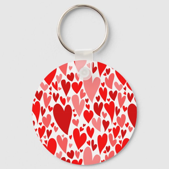 Groovy and Romantic Red Hearts Valentine's Day Keychain (Front)