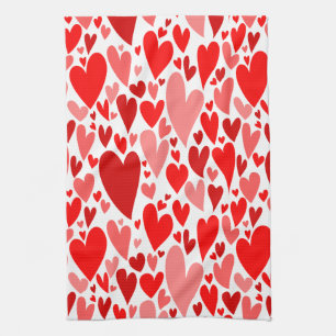 Groovy and Romantic Red Hearts Valentine's Day Kitchen Towel
