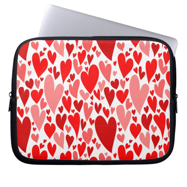 Groovy and Romantic Red Hearts Valentine's Day Laptop Sleeve (Front)
