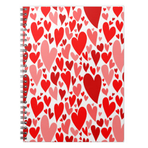 Groovy and Romantic Red Hearts Valentine's Day Notebook