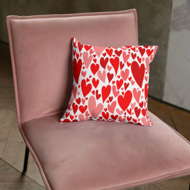 Groovy and Romantic Red Hearts Valentine's Day Throw Pillow (Creator Uploaded)