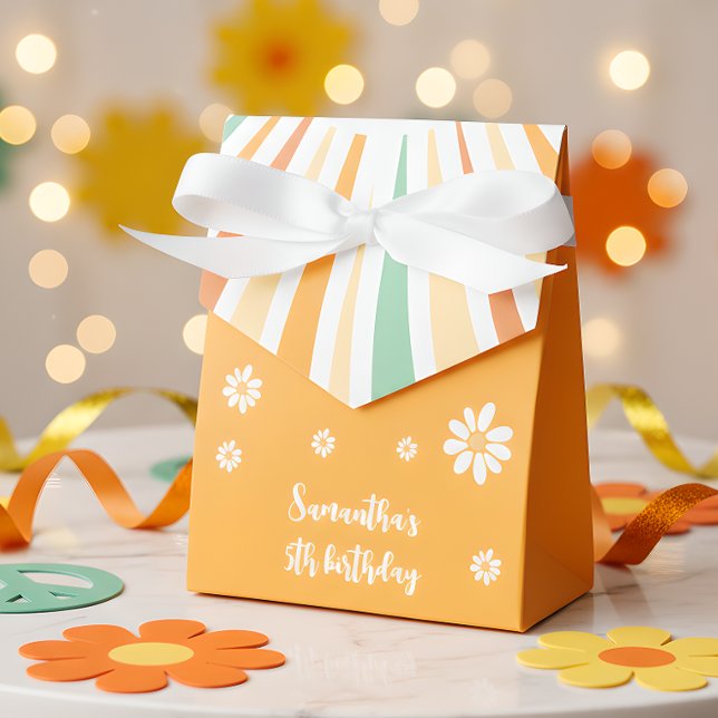 Groovy and wild retro sun kids birthday favor box (Creator Uploaded)