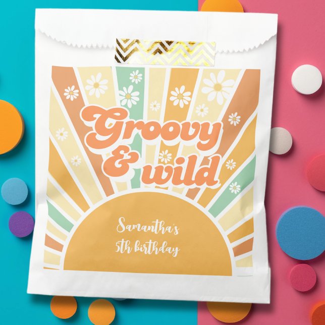 Groovy and wild retro sun kids birthday favour bag (Creator Uploaded)