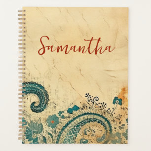 Groovy Aqua Orange Pattern Planner