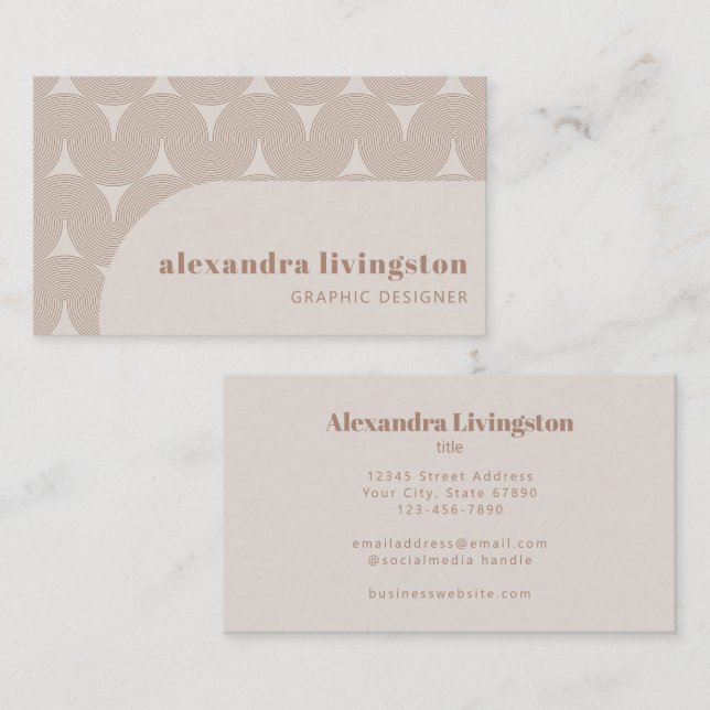 Groovy Arch Pattern Neutral Graphic Designer Business Card (Front/Back)